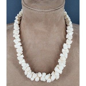 Vintage Carved Flower Hawaiian Pikake Bovine bone necklace - 20 in